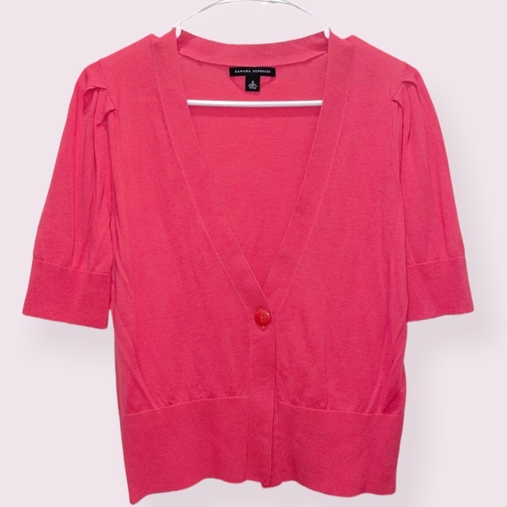 Banana Republic Pink Cropped Cardigan Size Small